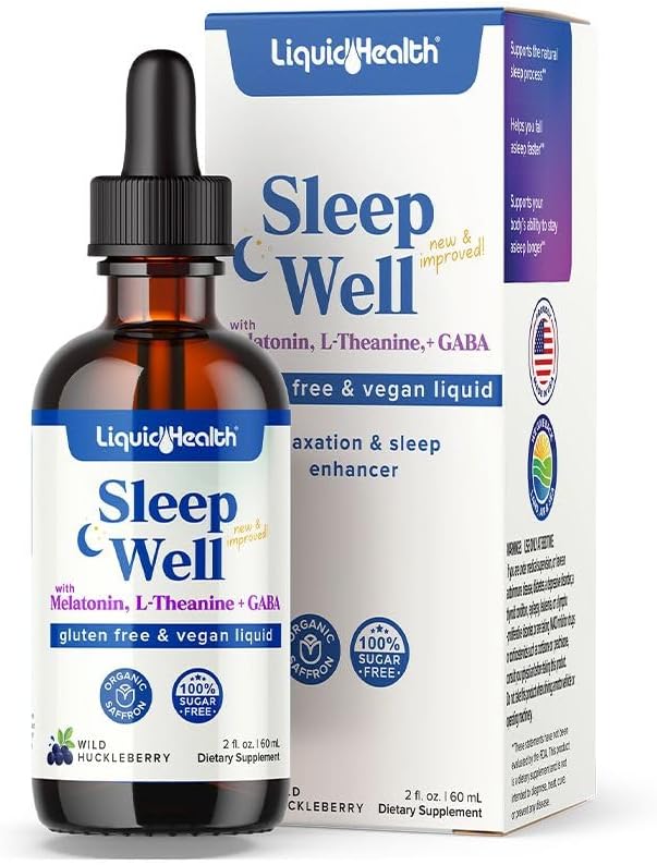 LIQUIDHEALTHの睡眠の健康な自然な睡眠の援助のメラトニンの低下 - より良い眠り & 気分転換, リラックス & カルムの心, 秋の眠りのより速い滞在眠りの長期滞在 - 米国製, ビーガン, 砂糖を含まない, 薬物無料, GMO (2oz)