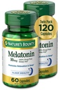 Nature's Bounty Melatonin、リラクゼーションと睡眠健康を促進、10mg、カプセル、60Ct(2パック)