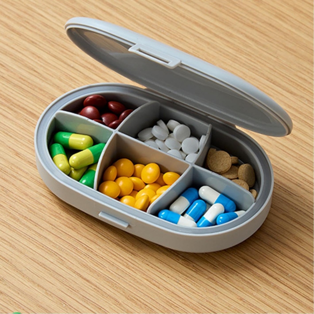 6 Compartment Pill Box, Moisture Proof Pill Case, Travel Pill Organizer for Pocket Purse, Daily Portable Medicine Vitamin Box, Fish Oil Box, Pill Organizers