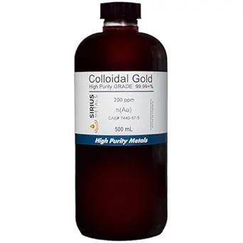 True Colloidal Gold – 200 ppm - 99.99+% Purity - 500 mL (16.9 Fl Oz) in Clear BPA-Free Plastic Bottle - Made in USA
