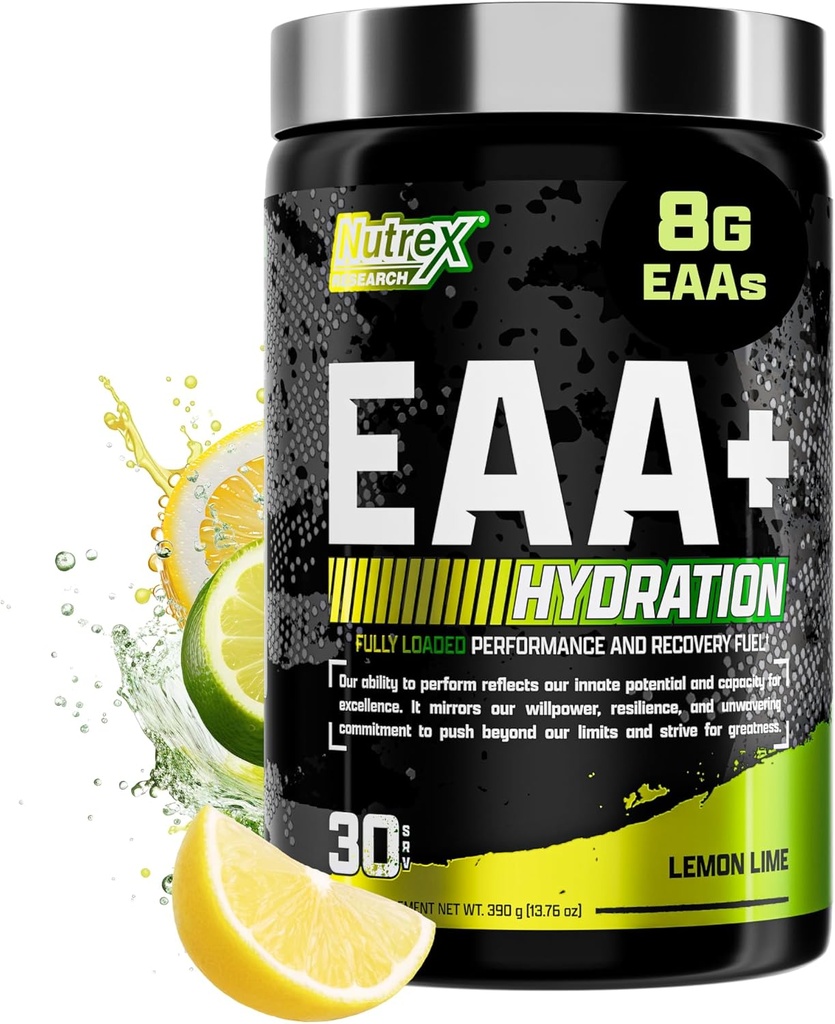 Nutrex Research EAA Hydration | EAAs + BCAA パウダー | 筋肉の回復・強度・筋肉の回復・耐久性 | 8G エッセンシャルアミノ酸 + 電解液 | (マイ Vary のパッケージング) 30 サービング(レモンライム)