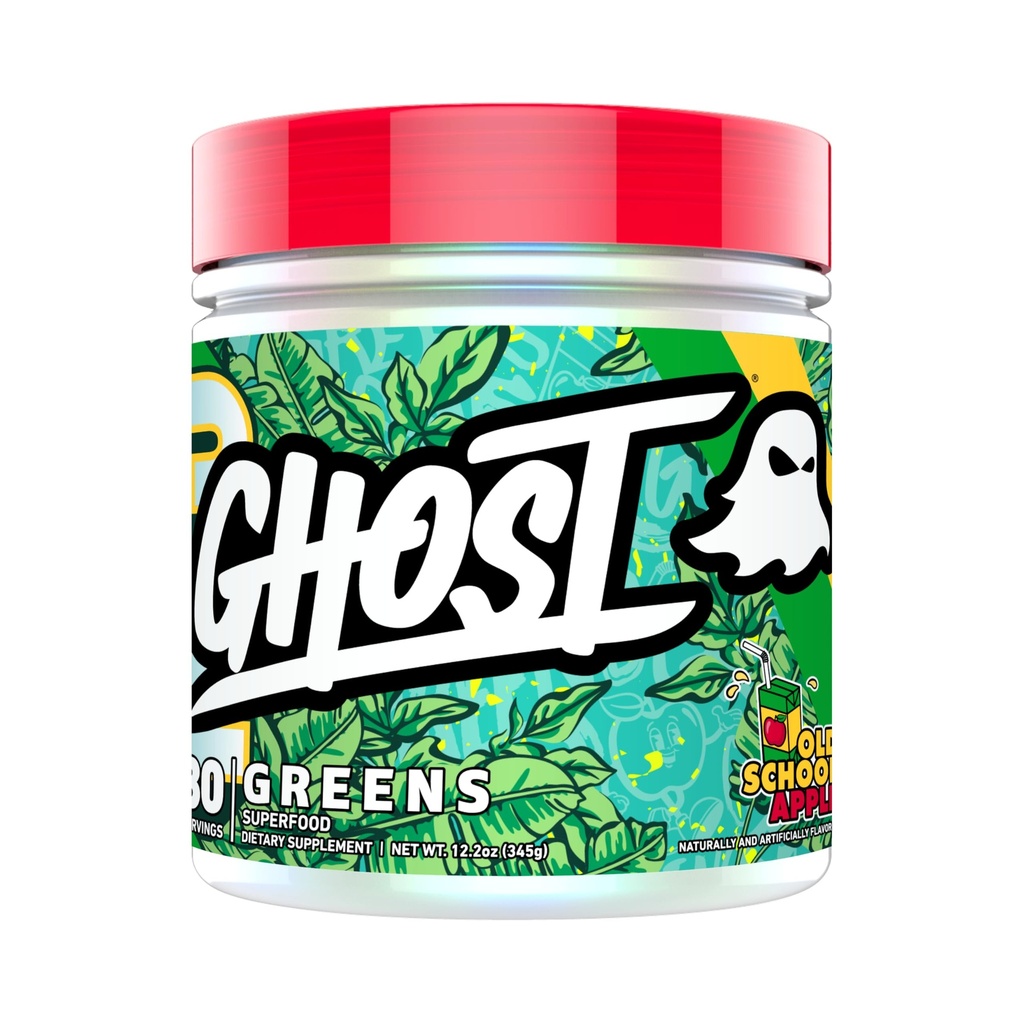 GHOSTグリーンスーパーフードパウダー、オールドスクールアップル - 30サービング - 19スーパーグリーン&レッド、フルーツ、野菜、スピルリナ、&クロレラ、プレバイオティクス、10ビリオンCFUプロバイオティクス&消化酵素 - 大豆フリー
