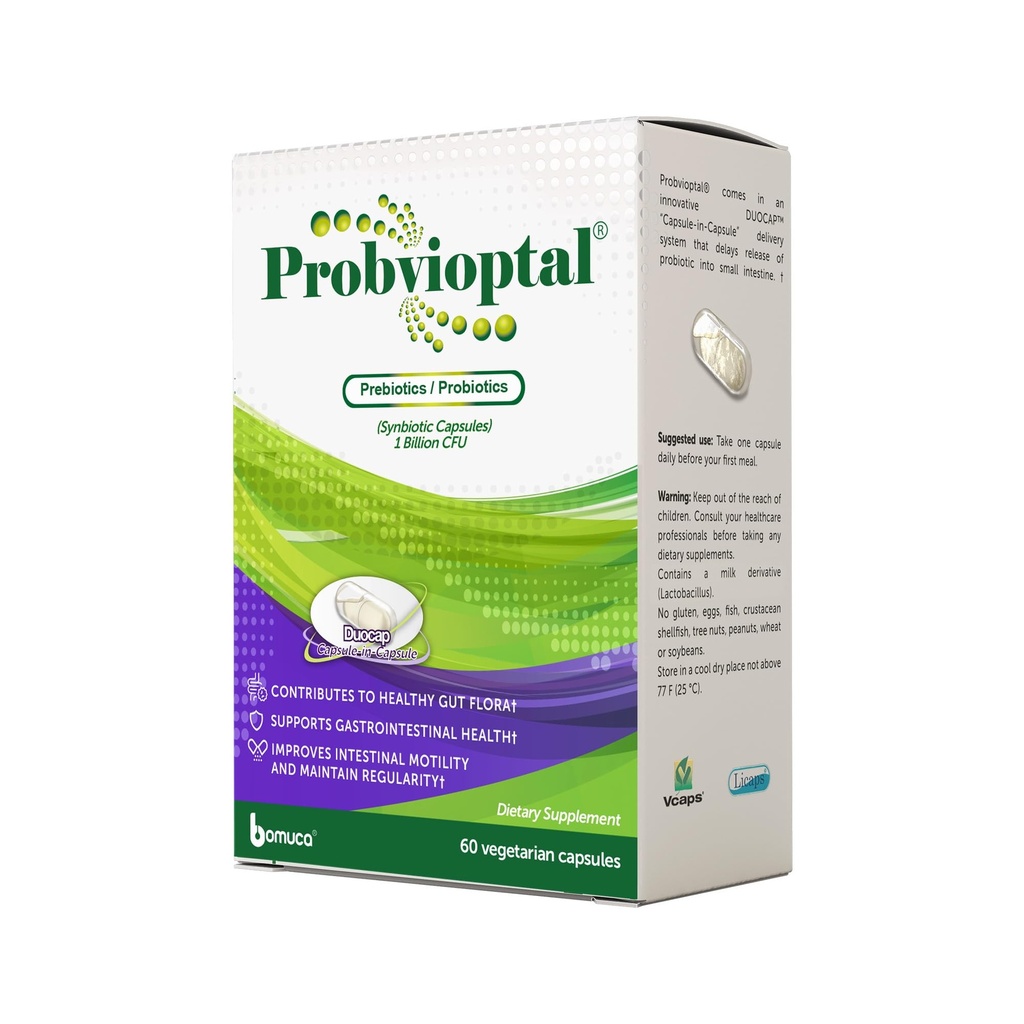 Probvioptal、60カプセル、プロバイオティクス&プレバイオティクス、Duocap、1 Billion CFU、グルテンフリー