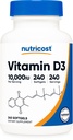 NutricostビタミンD3 10,000 IU、240 Softgelカプセル - 無GMO、グルテンフリービタミンD