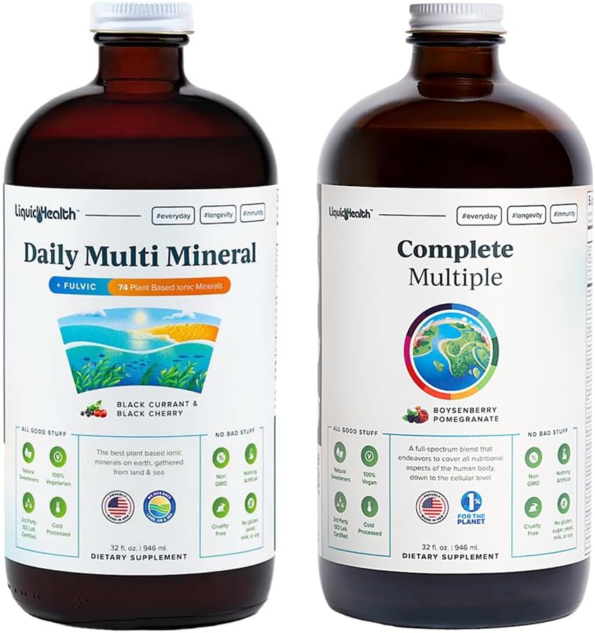 LIQUIDHEALTHの毎日の多鉱物の補足及び完全な多数の大人のMultivitaminの健康の束-海のトレースの鉱物、エッセンシャル ビタミン、全食糧、免疫サポート-米国で作られて、ビーガン、非GMO