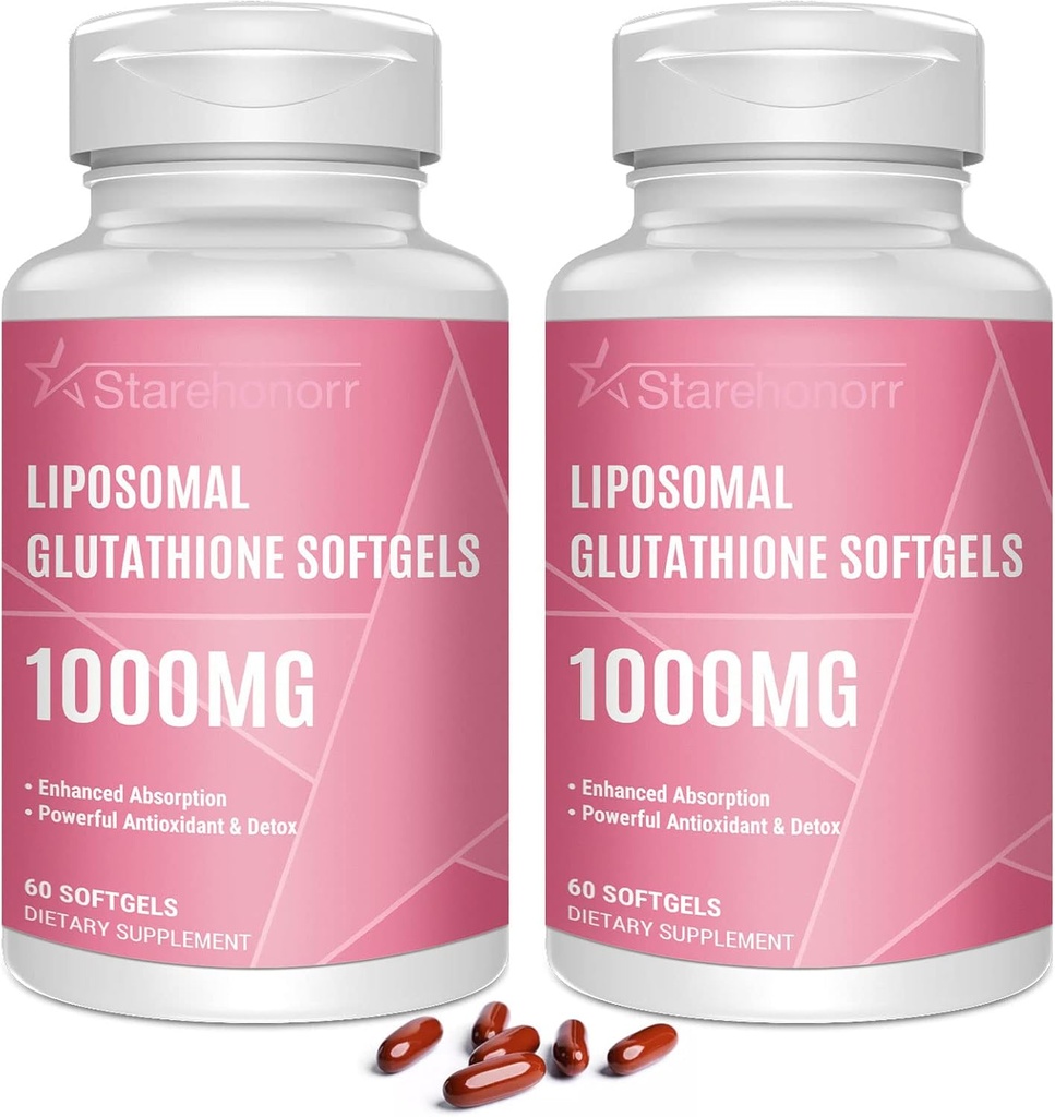 LiposomalのグルタチオンのSoftgels 1500MGのビタミンC、よりよい吸収、健康な老化、デトックス、免疫の健康、120のSoftgelsのための非GMOの強力な酸化防止剤が付いている減らされたグルタチオンの補足