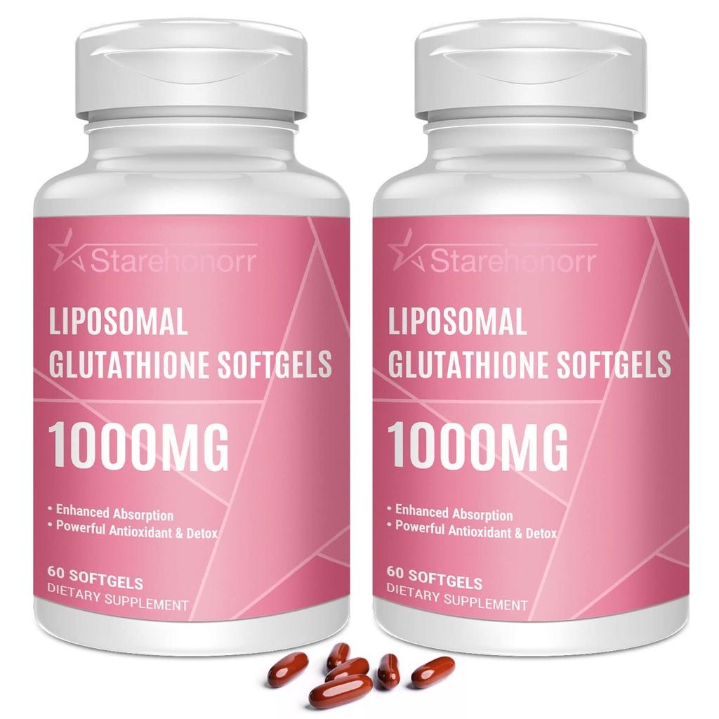 LiposomalのグルタチオンのSoftgels 1500MGのビタミンC、よりよい吸収、健康な老化、デトックス、免疫の健康、120のSoftgelsのための非GMOの強力な酸化防止剤が付いている減らされたグルタチオンの補足