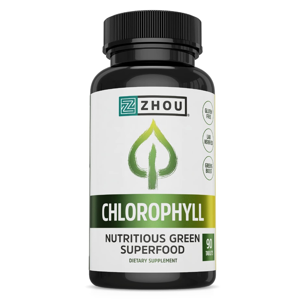 Zhou Chlorophyllのタブレット-女性および人のためのChlorophyllの丸薬の補足、健康およびウェルネス サポート、自然なビタミンおよび鉱物が付いている毎日の極度の緑- 90のタブレット