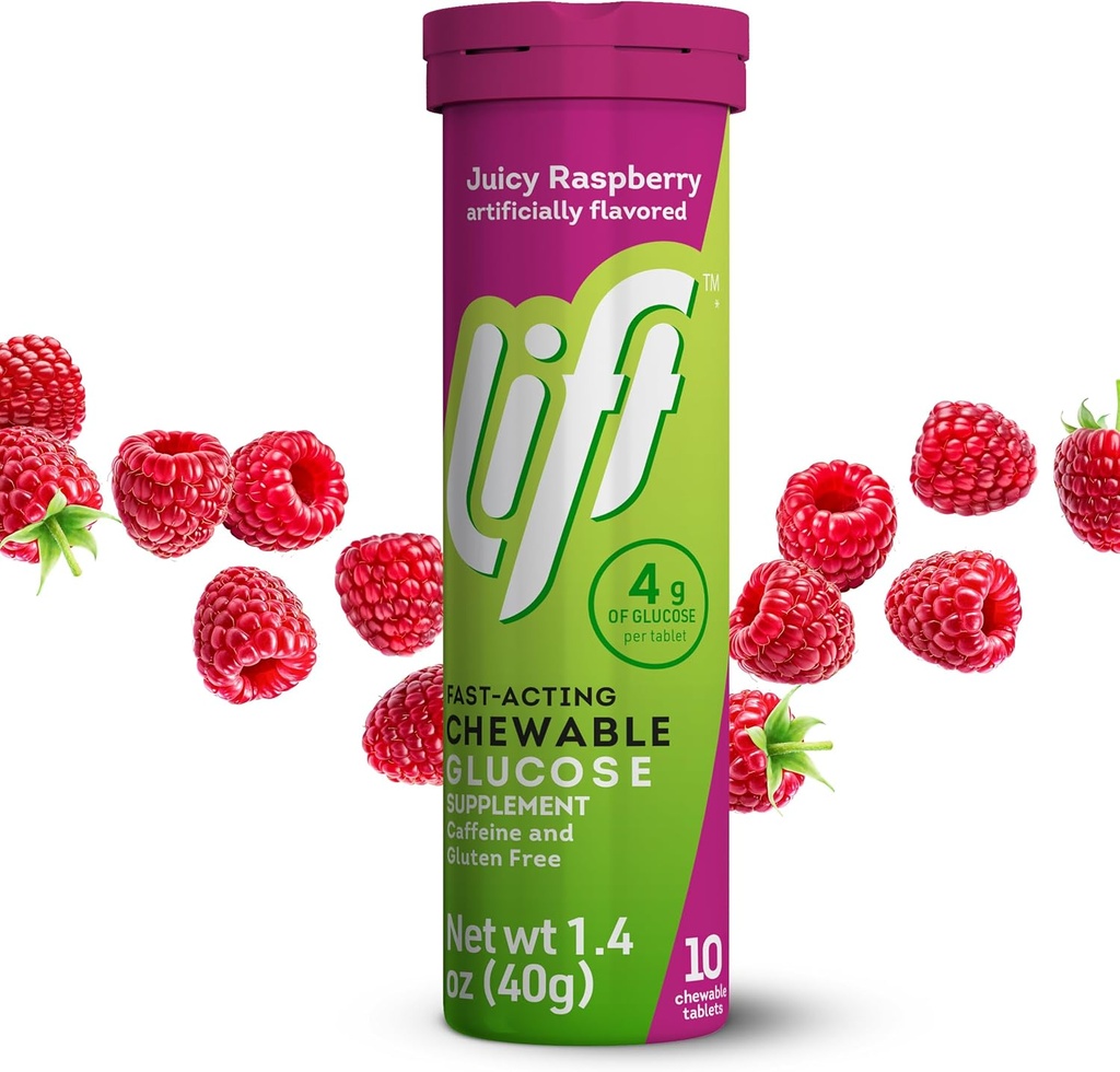 上昇のブドウ糖の速い行為のグルコースのChewableエネルギー タブレット、ラズベリー、10のctの管(12のパック)