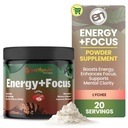 EarthNutriエネルギー+フォーカスパウダーサプリメント - PeakO2、AlphaSize、Cognizin、Purcaf、Theacrine、Acetyl L-Carnitine L-Tyrosine - Lychee Flavor - 20サービング(171g)
