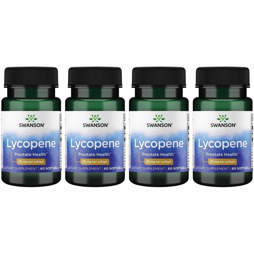 Swanson Lycopene - 前立腺の健康、心の健康、および正常な範囲内の血圧を支える自然な補足-人の健康の補足- (60 Softgels) 4パック