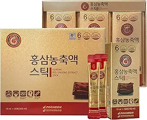 POCHEON KOREAN RED GINSENGのエキスの棒、30%のGinsengのエキス、単一のサービングのパック- 30の棒(10ml x 30)、自然な免疫サポート