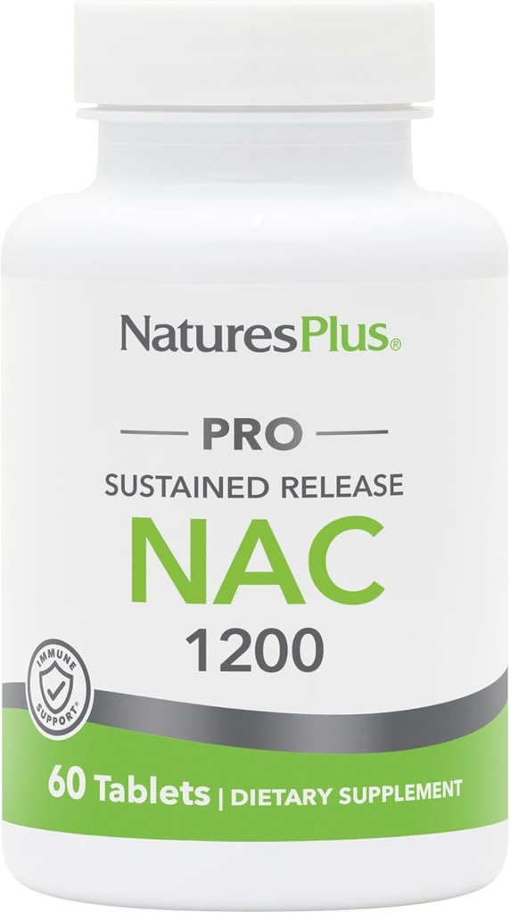 Natures Plus PRO NAC 1200 mg - 60錠 - グルタチオンを補充するための料理 - 非GMO、ビーガン&グルテンフリー - 30サービング