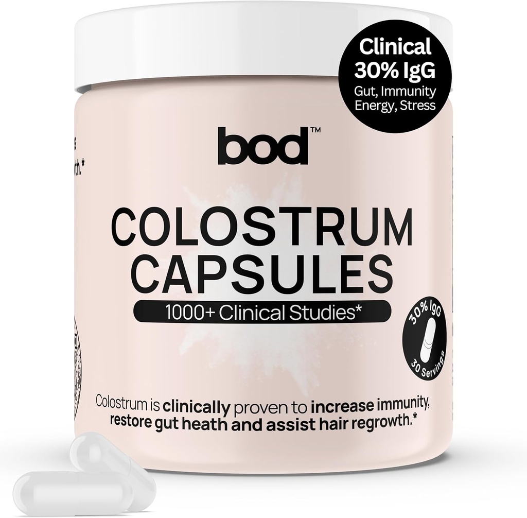 Bod Colostrumのカプセル、皮及び毛の成長サポートのためのColostrumの補足、免疫サポート、Gutの健康、筋肉及び健康、IgG 30%の純粋なSuperfoodの牛牛のColostrumの丸薬、Unflavored、30のサービング