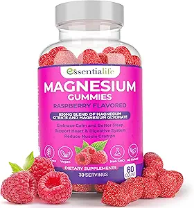 マグネシウムのグミー2パックのサービングごとのエッセンシャルフェ100mg - マグネシウムのクエン酸塩のブレンド及びマグネシウムのグリシナート - サポート健康な消化 - 睡眠のためのマグネシウムの補足とカルム及びエネルギー滞在して下さい