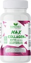 Max Collagen Plus C (60 caps) - All Natural Collagen Capsules with Biotin & Bioperine to Boost Anti Aging Hydration & Skin Firmness - Collagen Pills to Strengthen Bones & Nails