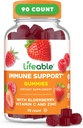 Lifeable Immune Support Gummies for Adult | Elderberry Vitamin C and Zinc | Great Tasting Elderberry Immune Support Supplement Gummies | Immunity Gummies for Adults, Men, Women | 90 Gummies