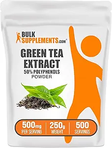 BulkSupplements.comgreenティーエキスパウダー - 50%ポリフェノールサプリメント、EGCGサプリメント - グルテンフリー、250g(8.8オンス)(パッケージ1)