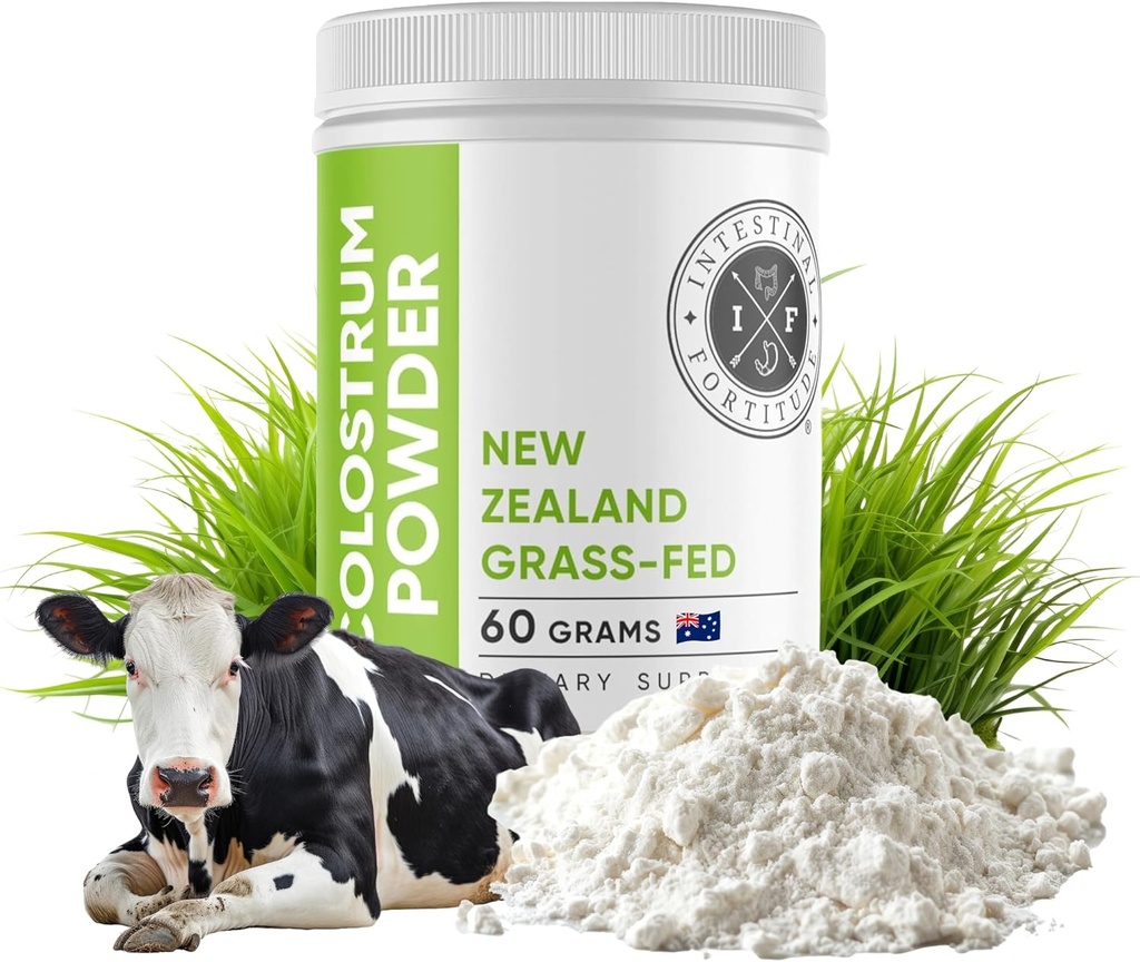 Intestinal Fortitude 100% Grass Fed New Zealand Cows Colostrum Powder, Grassfed, Hormone Free, GMO Free, Optimal Gut Health and Immune System Support, Leaky Gut, IBD, 60 Grams