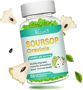 Soursop Graviola Gummeis、有機Soursopの葉および細胞サポート及び再生のためのフルーツのエキス、免疫ブースト、消化補助金、砂糖は/、60カウント放します