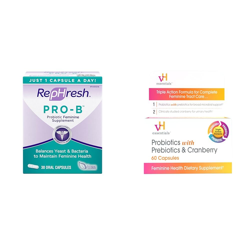 女性のためのRephresh Pro-Bプロバイオティックサプリメント, 30 経口カプセル & vH プレバイオティクスとクランベリーフェミニン健康サプリメントとプロバイオティクス - 60 カプセル