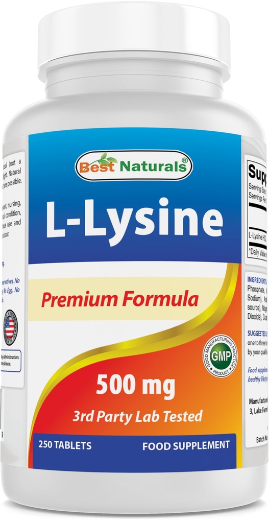 最高のNaturals L-Lysine 500 mg 250のタブレット(250の計算)