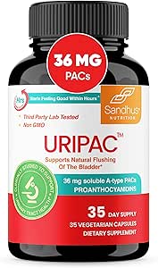 SandhuのUripac 36mg PACは9X高力クランベリーのエキスが付いている臨床的に証明される35のカプセルを サポートUTIの回避、腎臓の清潔なデトックスおよび修理 女性のためのすべての自然で、砂糖の自由な丸薬