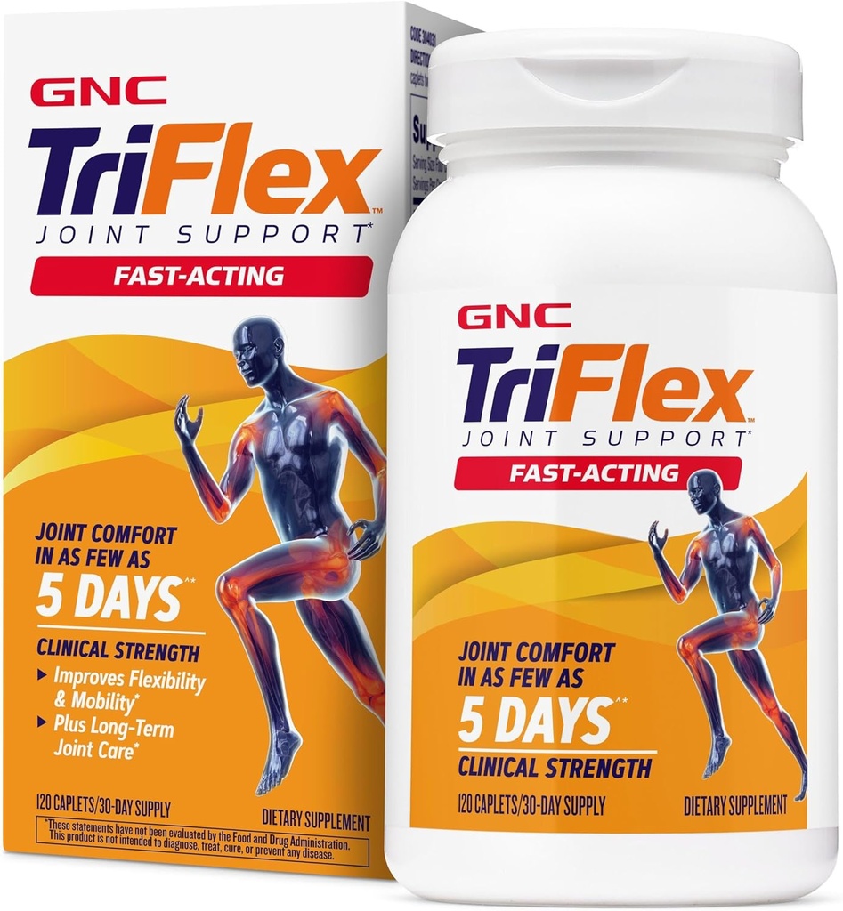 GNC TriFlex の高速機能 2.0 は、共同慰めおよび剛さ、グルコサミン/Chondroitin およびボスウェリアプラスのターメリックの臨床強さの線量を改善します、120 の小冊子