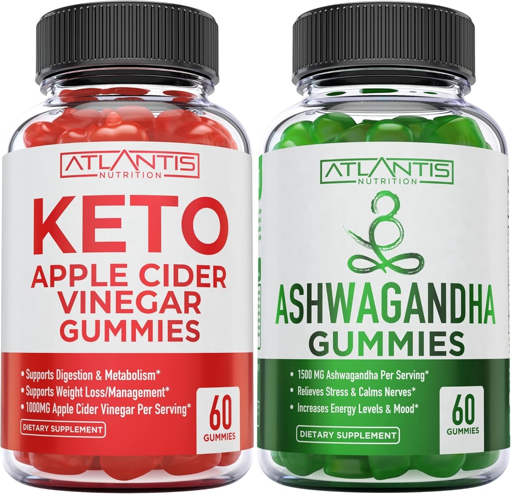 60 KetoのAppleのサイダーのVinegarのガミーの高度の減量+ 60のashwagandhaのガミー-サービングごとの1500MG Ashwagandha