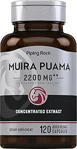 パイピングロックムイラプマ根エキス2200mg | 120カプセル | 男性用・女性用 | 非GMO・グルテンフリーサプリメント