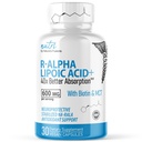 Nutri R アルファリポ酸 600 mg カプセル - R リポ酸ビチンで安定 - R-ALA のアクティブ フォーム - 600 mg の臨床投与量 - 強力なセルラー エネルギー サポート - 30 ビーガンカプセル - RALA