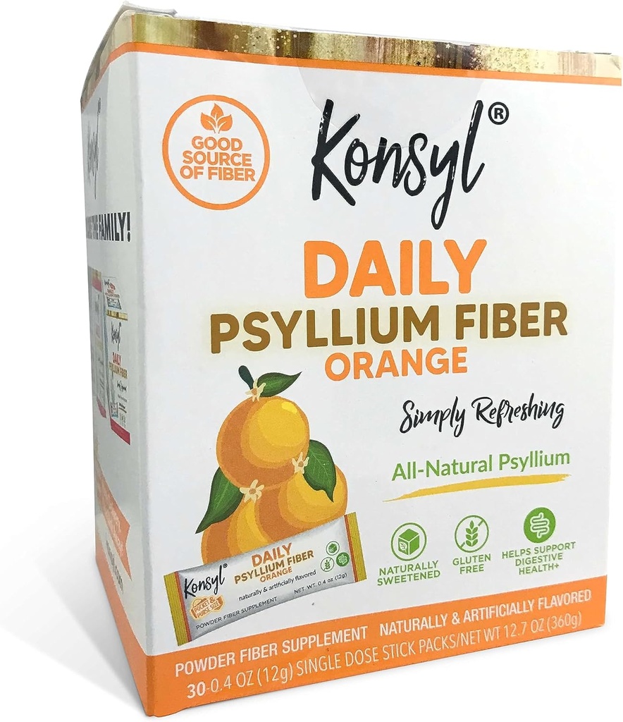Konsylの毎日の繊維オレンジ100%の自然なPsylliumの殻の粉-自然に甘くされる-グルテンフリー- 30の個々のstickpacks