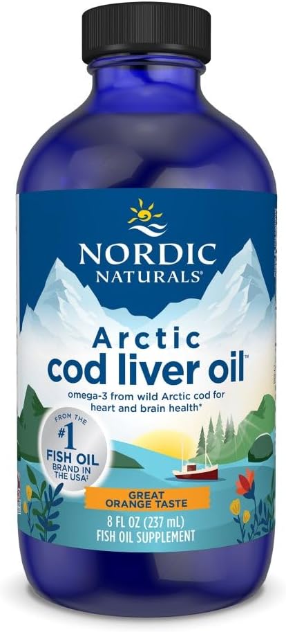 Nordic Naturals Arctic Cod Liver Oil、オレンジ - 8 oz - 1060 mg EPA&DHAと合計オメガ-3s - ハート&脳の健康、健康的な免疫、全体的なウェルネス - 非GMO - 48 サービング