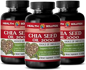 Chia オイル ソフトジェル - CHIA シード オイル 2000 - chia シード オイル オーガニック コールド プレス - chia シード オーガニック, chia シード オイル オメガ, 毛のためのキア オイル, 顔のためのキア オイル, chia シード オイル ソフトゲル - 3 ボット 180 キャップ