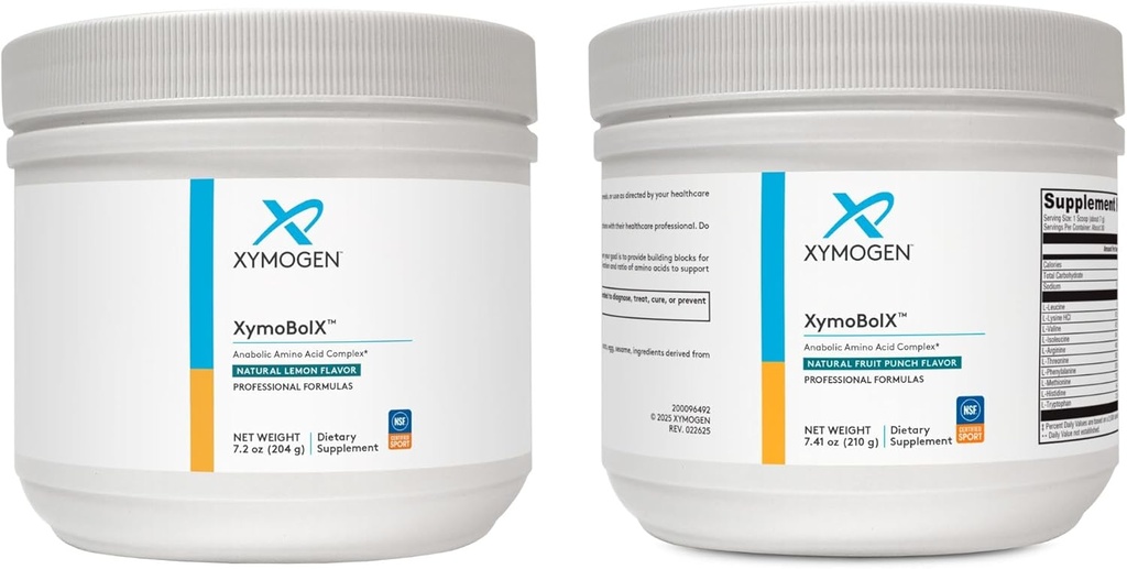 XYMOGEN XymBolXフルーツパンチとレモンフレーバーバンドル - BCAAパウダーは、Lアルギニン、Lロイシン、Lメチオニン+ Lトリプトファン(2ボトル、7.20zそれぞれ)で筋肉の回復を促進する