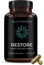 Restore - Organic Sea Moss Complex with BioPerine® for Enhanced Asorption - 12,000mg per Serving - Ashwagandha, Black Seed Oil, Turmeric, Shilajit - Detox, Immune, Energy & Mood Support (60 Capsules)