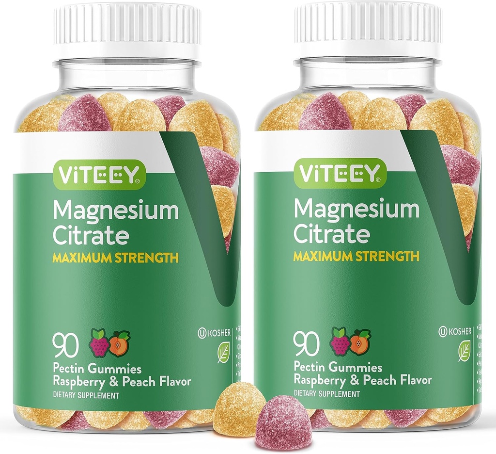 大人のためのVITEEYのマグネシウムのガミー-カルムのためのマグネシウムのクエン酸塩のガミーの255mg、睡眠、神経及び筋肉機能サポート-ビーガン、グルテンフリー- 180の計算