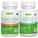 Algae Calcium&マグネシウムコンプレックス+高吸収クルクミンC3コンプレックス, ボンベのためのビーガンバンドル, 関節 & 運動からの回復, イゲンヌスによる