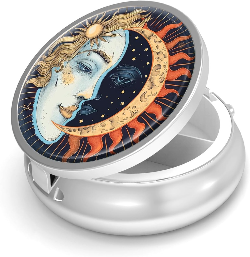 Pill Box-3 Compartment パーパス&ポケットミニメタルピルホルダー トラベルピルコンテナ サプリメント ビタミンBPAフリー(日と月)を保持する