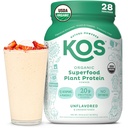 KOSビーガンプロテインパウダー、アンフレーバー&Unsweetened - 低炭水化物ピーアプロテインブレンド、ビタミン&ミネラルの有機スーパーフードリッチ - Keto、大豆、乳製品無料 - 女性&男性のための食事の交換 - 28 サービング