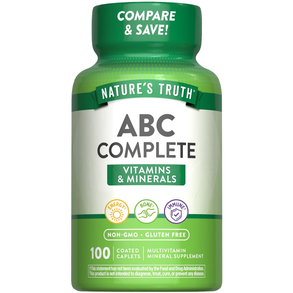 男性と女性のための自然の真理大人のABC完全マルチビタミン | 100カプレット | 非GMO&グルテンフリー