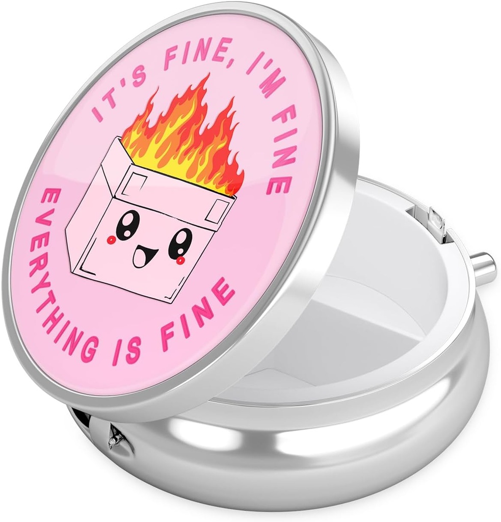 Nipichshaの丸薬箱、財布のための小さい丸薬箱及びポケット、かわいい旅行薬のオルガナイザー、ビタミン、薬、魚油及び補足、ピンクのかわいいダンプスターを握る携帯用薬の容器のホールダー