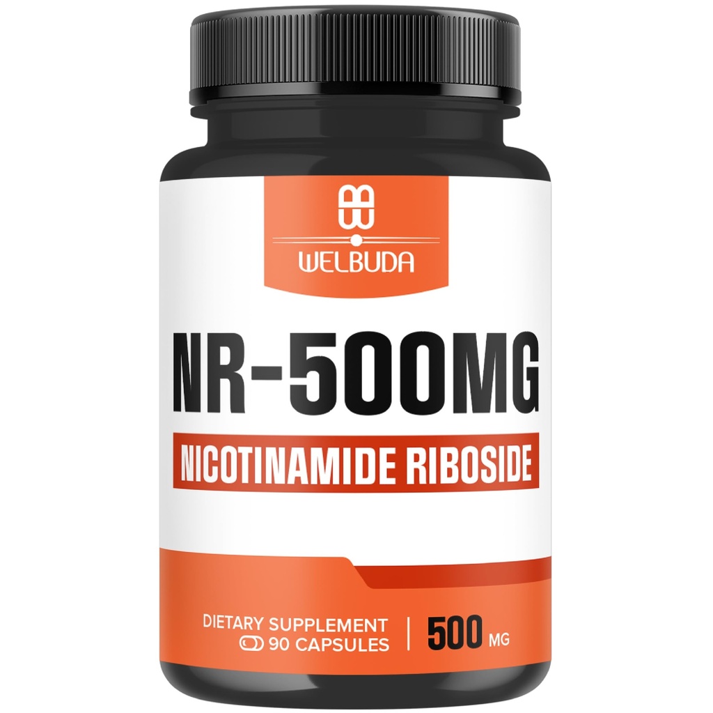 WELBUDA NAD+ Supplement with Nicotinamide Riboside 500mg - Cellular Energy & Repair, Healthy Aging, Wellness - 90 Capsules - 3 Month Supply