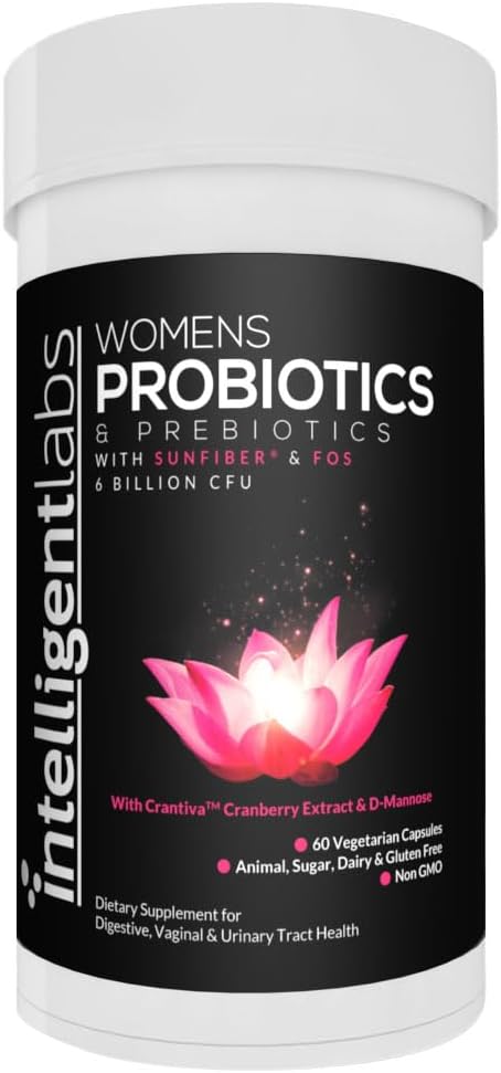 Intelligent Labs Women's Probiotics Formula with Cranberry Extract, D-Mannose and Prebiotics All in one, 6 Billion CFU Probiotic, One Capsule a Day, 60-Day Supply, Third-Party Verified for Purity