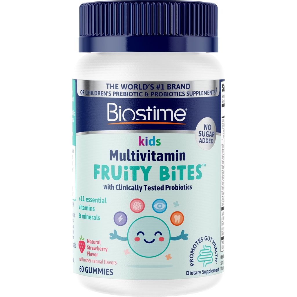 Biostime Kids Multivitamin Gummies with Probiotics & 11 エッセンシャルビタミン(Ages 4+) | Multivitamin for Kids | No 追加シュガーフルビット | トップ9アレルゲンから無料 | 50カウント