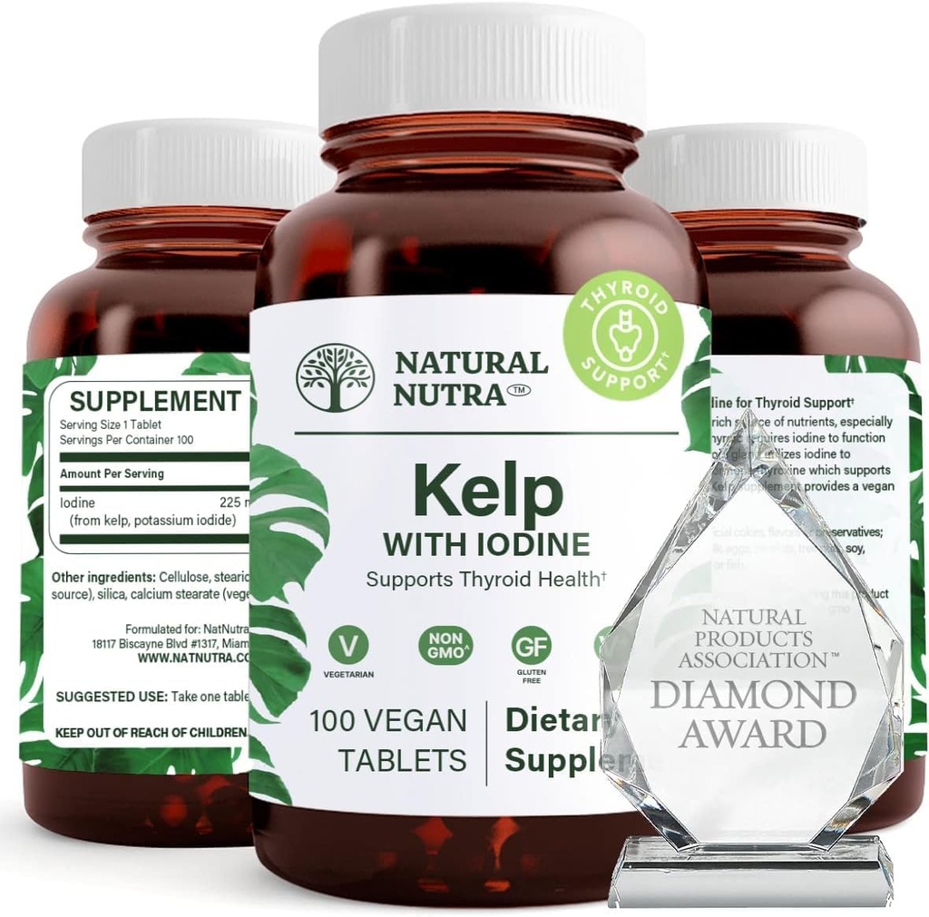 自然なNutra Kelpのヨウ素の甲状腺サポート補足、免疫システムを強化し、Metabolism、Vegewel Sea Kelp、非GMO、大西洋の Sourced Seaweedのエキス、225 mcg、100のタブレットを調節して下さい