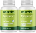BESTVITE Pycnogenol 100mg (120カプセル) (60x2) - フランスのマリタイムパインバーク抽出物 - いいえステアレート - グルテンフリー - 非GMO