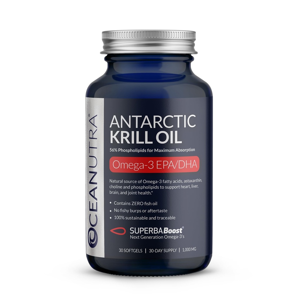 100%の純粋なKrillオイル1000mg、オメガ3、最も高い集中56%のPhospholipids、コリン及びアスタキサンチン、持続可能なAntarctic SuperbaBoost、DHA、EPA、中心、頭脳、目及びスキン ケア、魚油無し