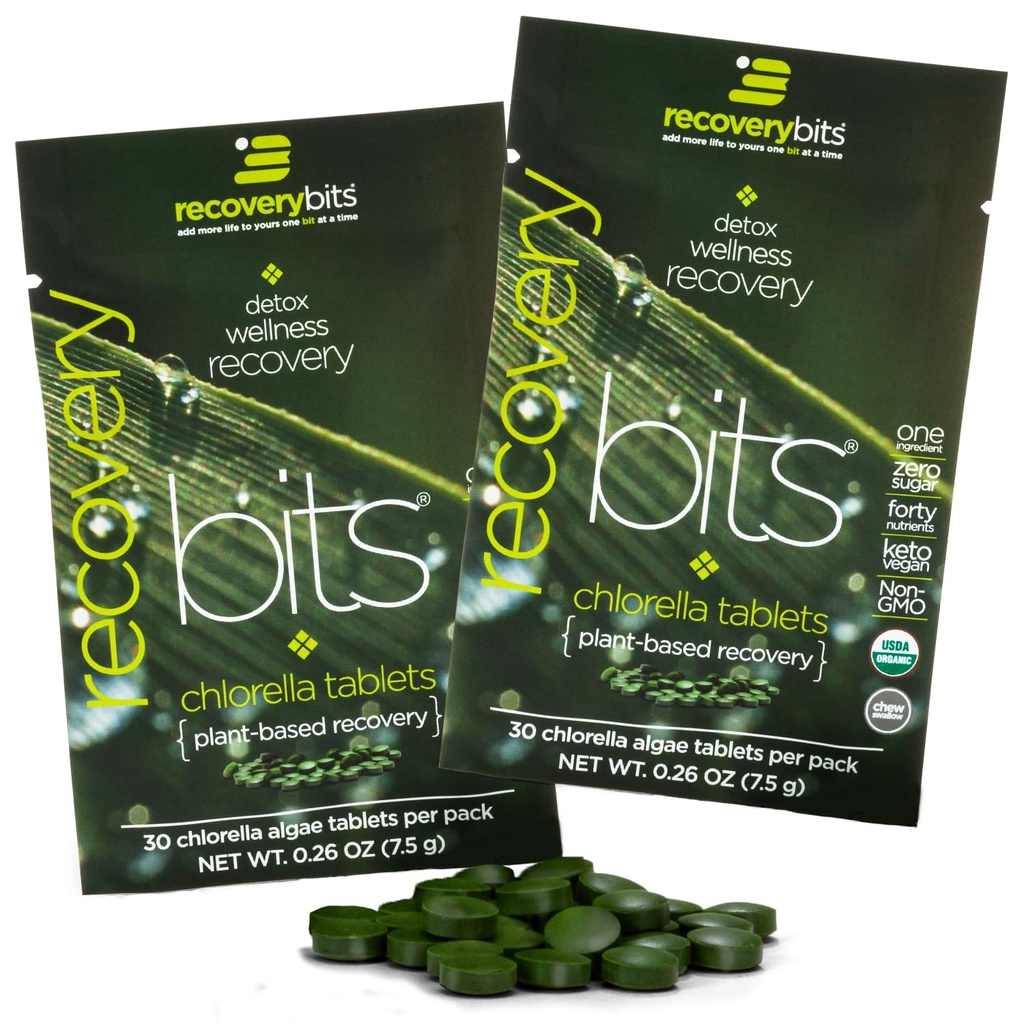 RECOVERYbits 有機クロレラ Algae 錠, スーパーフード, 純粋なグリーン Algae, 高蛋白と繊維, クロロフィル, 割れた細胞壁非照射, 免疫ブーストとデトックスのため, GMO, 60 錠