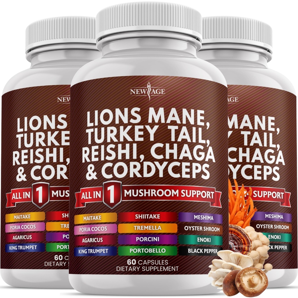 新しい AGE Lions マネ キノコ サプリメント とともに トルコ テール Reishi Cordyceps chaga と マシュマロ ルート 180 カウント